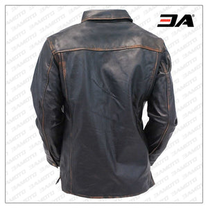 Mens Leather Shirt With Gun