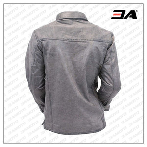 Gray Leather Shirt With Gun