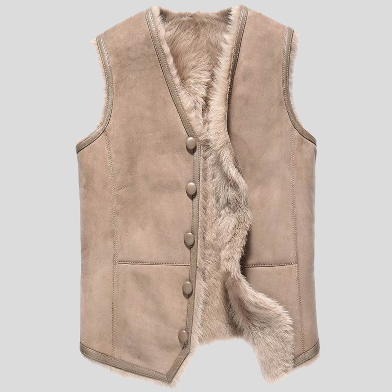 Mens Winter Sheepskin Shearling Vest