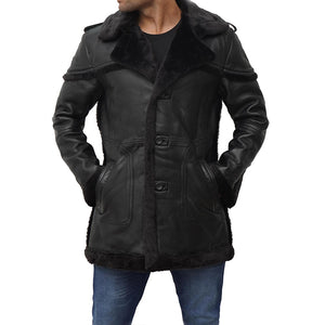 mens black fur leather jacket