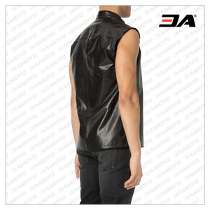 mens sleeveless leather shirt