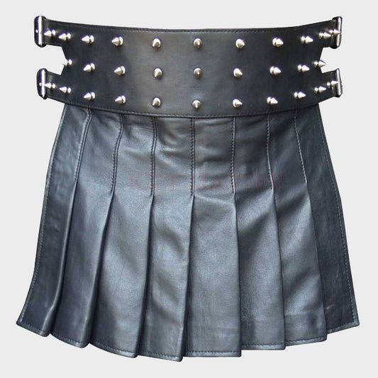 Mini Studded Leather Kilt - 3amoto shop