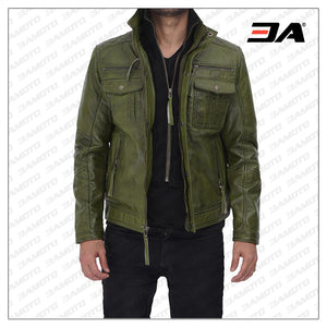 Moffit Green Real Leather Jacket