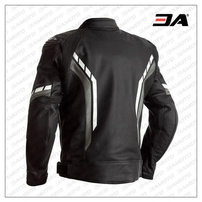 Motorcycle black And Grey Leather jacket