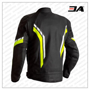Motorcycle Black And Yellow Leather jacket