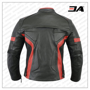 Motorcycle Black Red Leather Armor Jacket