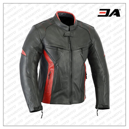 Motorcycle Black Red Leather Armor Jacket