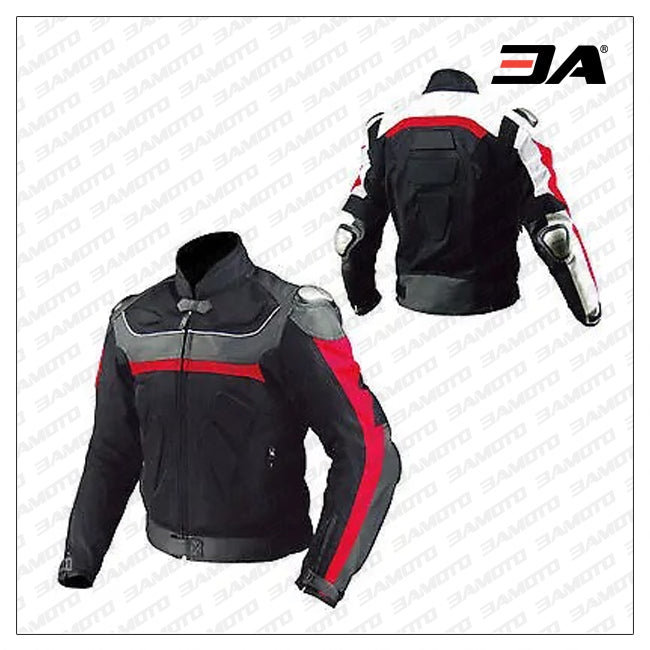 Motorcycle Black Red Stripes Leather Motorcycle Jacket