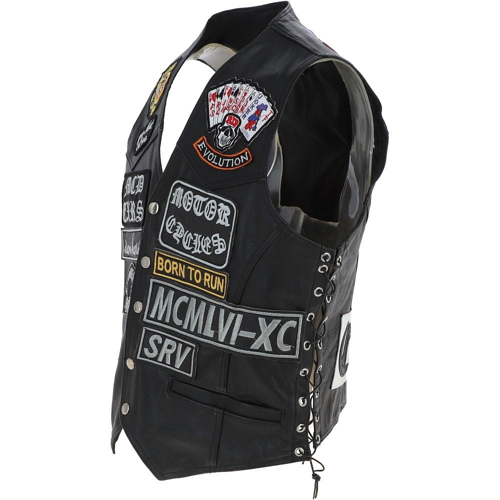 Biker vest with patches • PICKNWEIGHT
