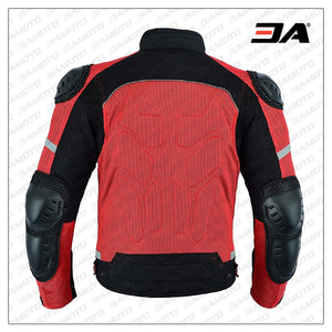 Motorcycle Real Leather Red,Black And White Safety Pads Jacket