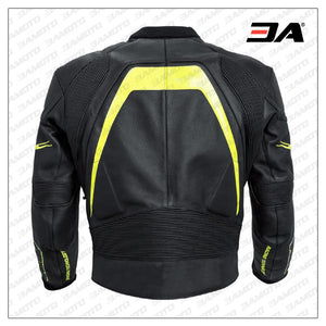Motorcycle Sports Racing Leather Black And Yellow Jacket
