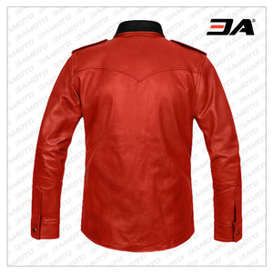 red leather shirt for sale