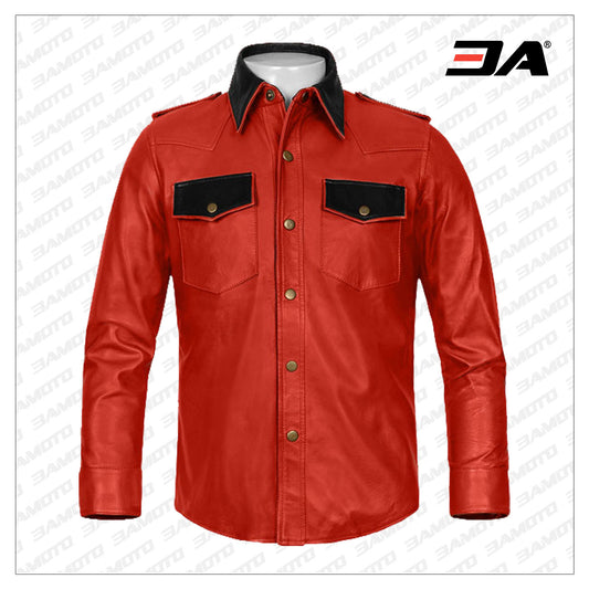 Native Leather Shirt - Fashion Leather Jackets USA - 3AMOTO