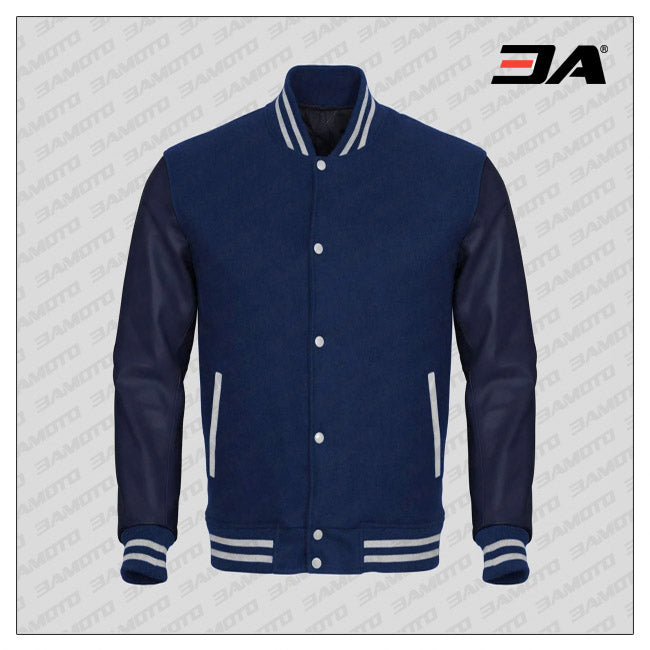 Navy Blue Letterman Jacket For Baseball Teams