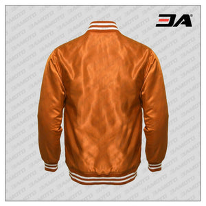 Orange Satin Baseball Varsity Jacket