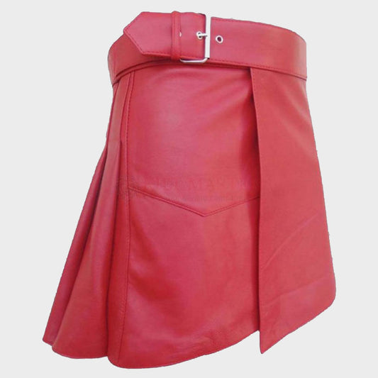 pink leather kilt - 3amoto shop