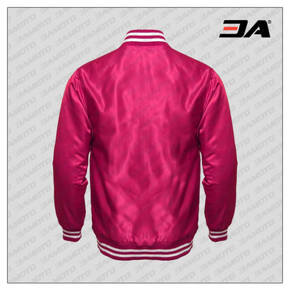 pink satin baseball varsity jacket