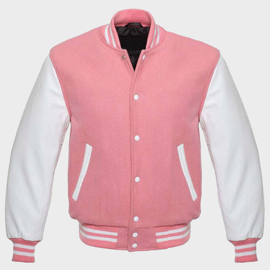Pink Varsity Jacket Women - Fashion Leather Jackets USA - 3AMOTO
