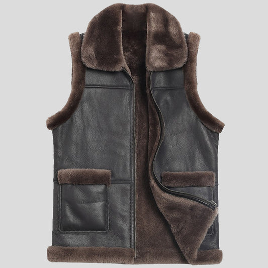 plus size shearling vest - Fashion Leather Jackets USA - 3AMOTO