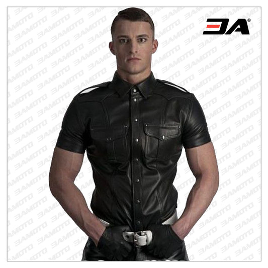 Leather Police Shirt - 3amoto shop