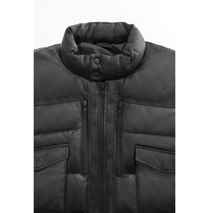 puffer leather jacket for sale