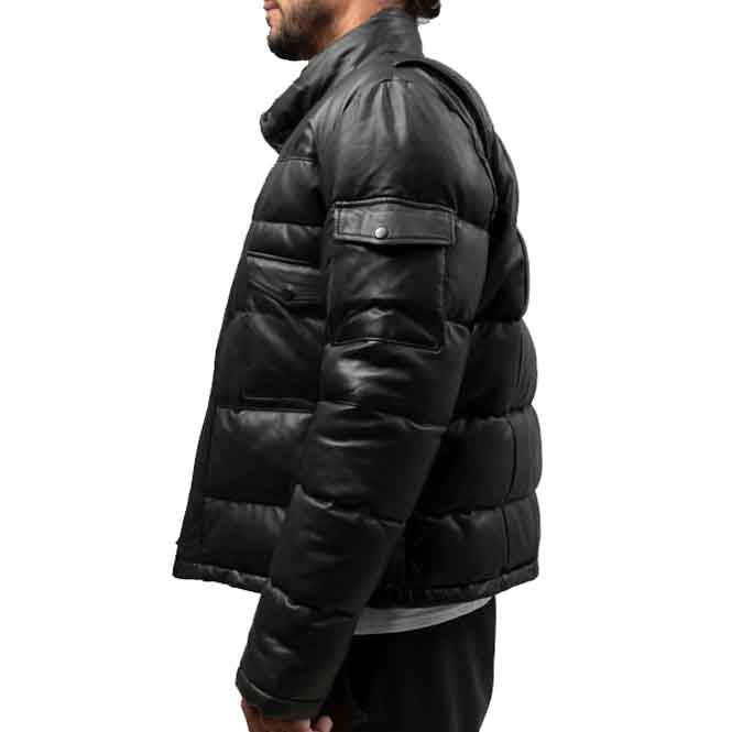 Zara - Faux Leather Puffer Jacket - Black - Men