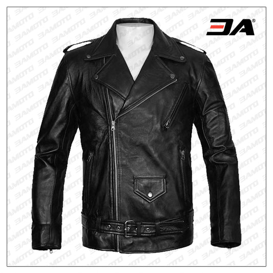 PURE LEATHER BIKER JACKET - Fashion Leather Jackets USA - 3AMOTO