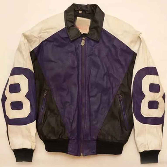 Purple and Black Leather 8 Ball Jacket - Fashion Leather Jackets USA - 3AMOTO