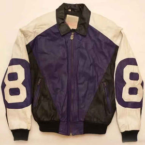 Purple and Black Leather 8 Ball Jacket