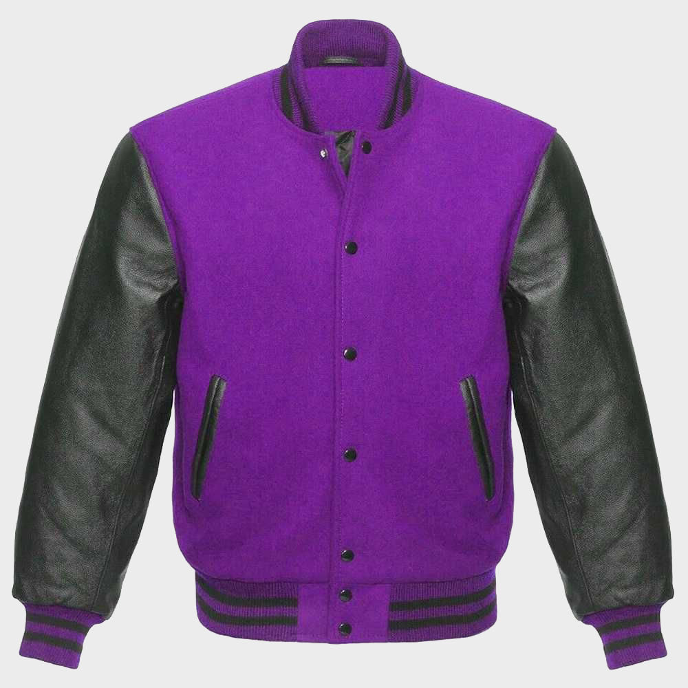 Fashionable Purple Womens Varsity Jacket