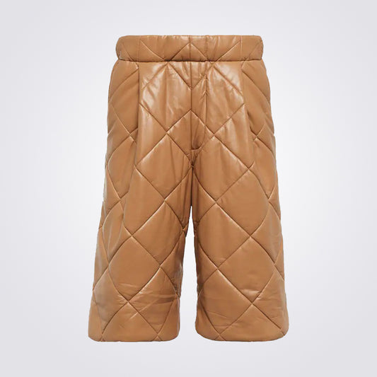 Quilted Leather Shorts For Men - 3amoto shop