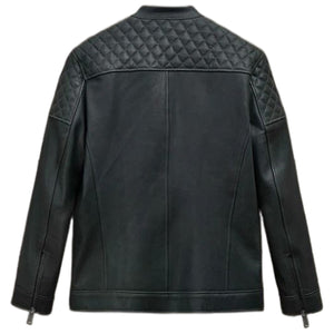 Quilted Panel Leather Jacket Back