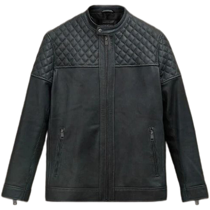 Quilted Panel Leather Jacket