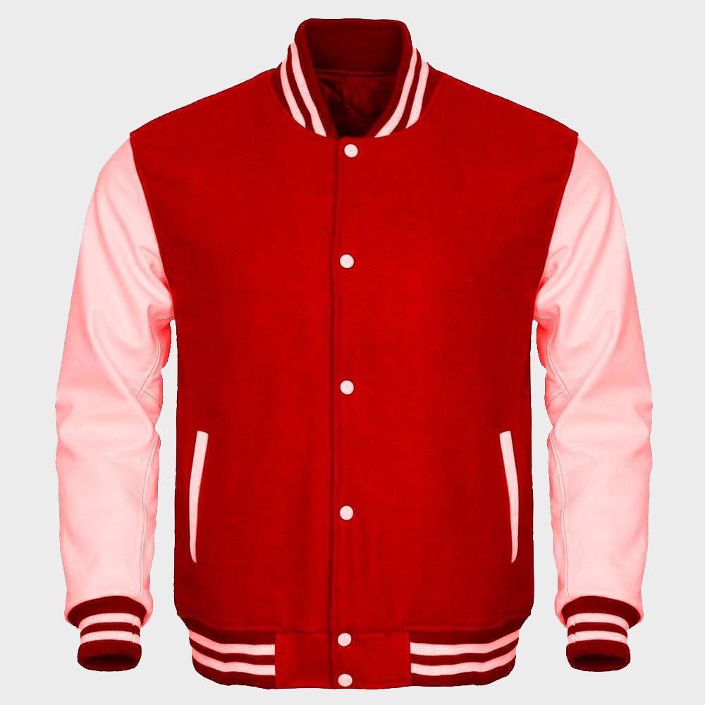 Red And Pink Varsity Jacket For Womens