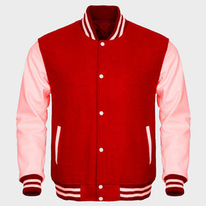 Red And Pink Varsity Jacket For Womens
