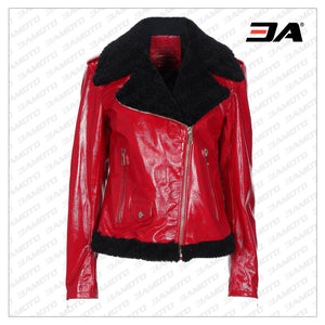 red biker leather jacket