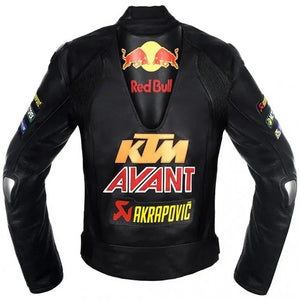 Red bull KTM Motorcycle Racing Leather Jacket Back