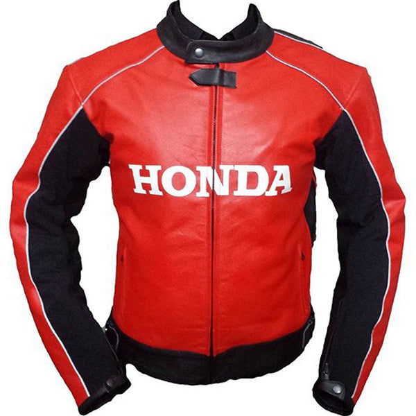 red honda racing motorbike leather jacket