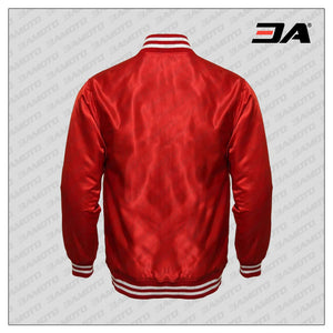 red satin baseball letterman jacket