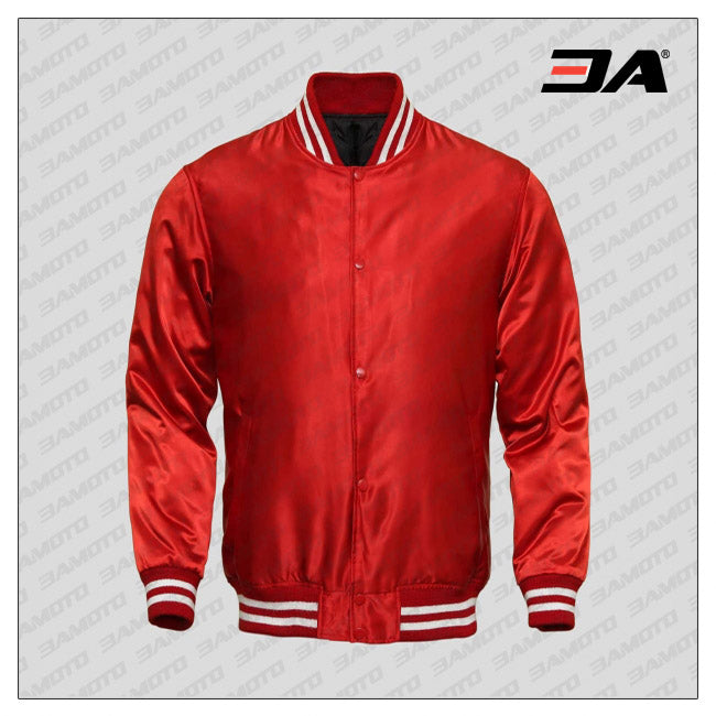 Red Satin Baseball Jacket