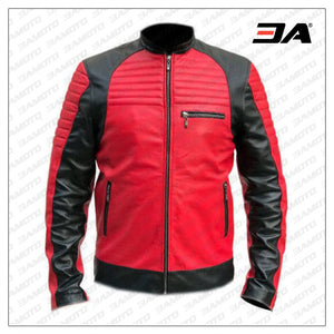 Red And Black Leather Motorcycle Jacket