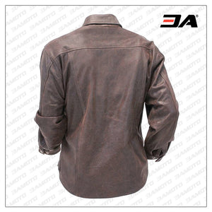 Rich Brown Leather Shirt for Men