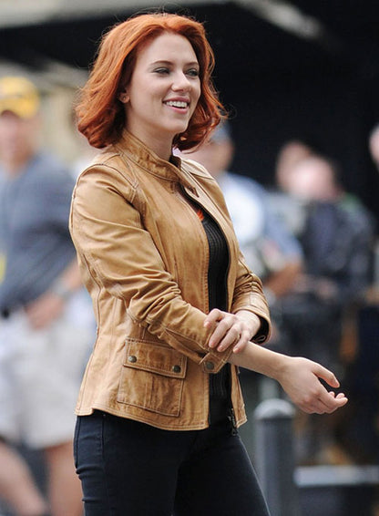 scarlett johansson leather jacket