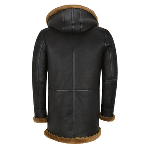 shearling fur coat with hood