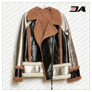 Shearling Biker Leather Jacket