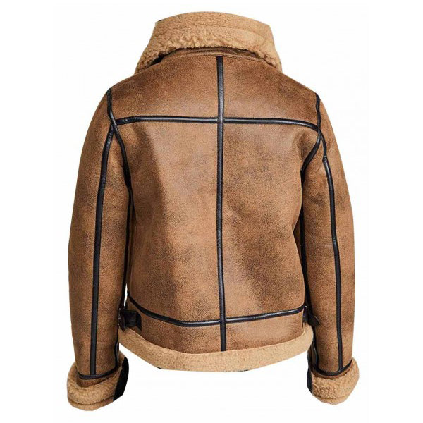 shearling jacket brown womens