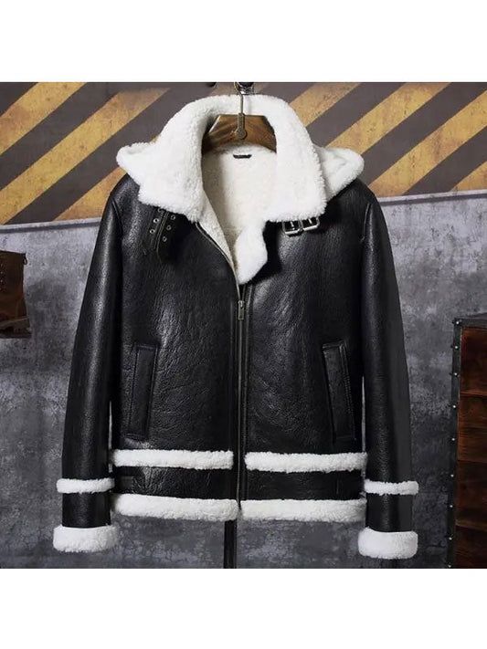 New Mens Bomber Hooded Sheepskin Leather Jacket Short Coat - 3amoto shop