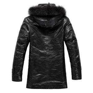 mens shearling leather coats with hooded
