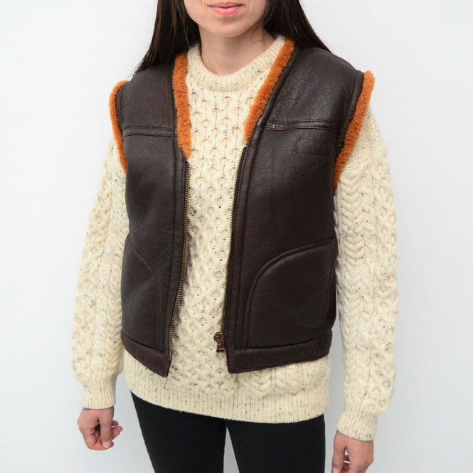 shearling leather vest