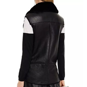 Women’s B3 Classic Black Leather Shearling Vest
